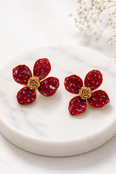 New Obsessions Scarlet Flower Gold Earrings