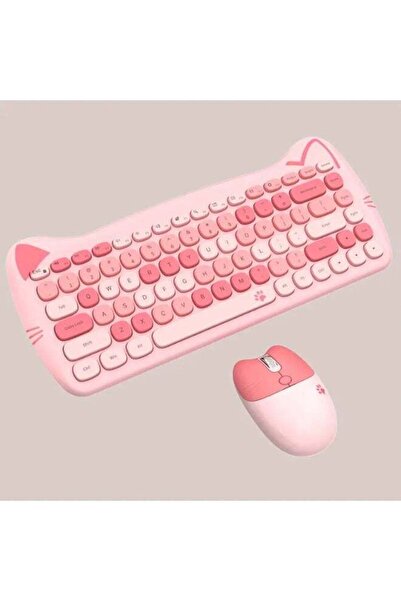Mofii Cute Cat Ear Wireless Keyboard and Mouse Combo, 84-Key Compact Full Siz...