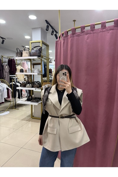 Veloura Fular detaylı yelek