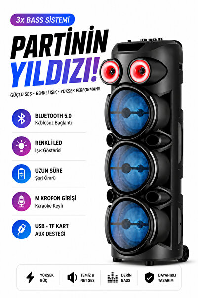 Omaze Mikrofonlu Bluettooth Hoparlör 85 cm Büyük Boy Parti Kareoke Hoparlör R...