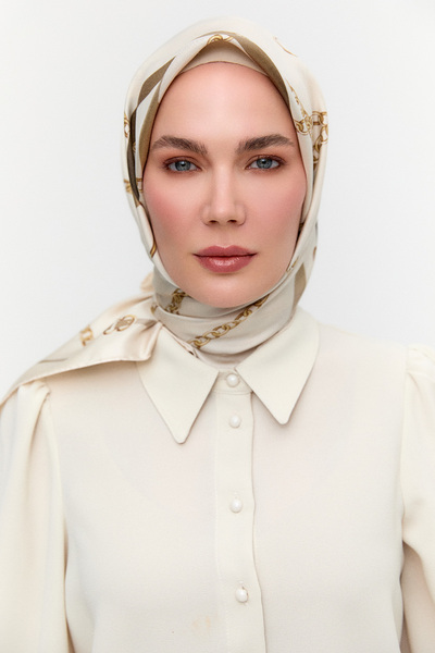 Setrms Zincir Desenli Twill İpek Eşarp