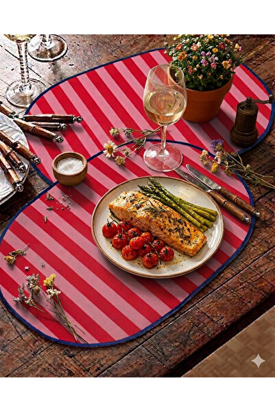 KİLİAHOME Lüks Duck Kumaş 2'li Oval Amerikan Servis Seti - Su İtici ve Leke T...