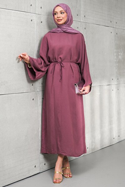 İmajButik Rochie lejeră cu legături în talie, culoare Dusty Rose