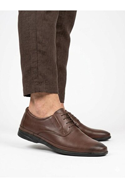Voyager Men's Brown Genuine Leather Orthopedic Sole Seasonal Dad Shoes