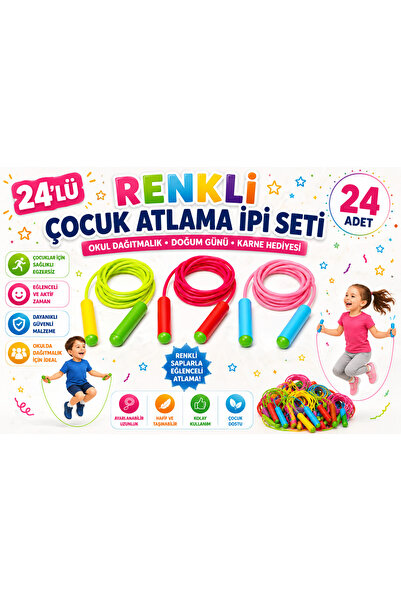 KAR TANESİ 24’lü Renkli Çocuk Atlama İpi Seti – Okul Dağıtmalık Doğum Günü He...