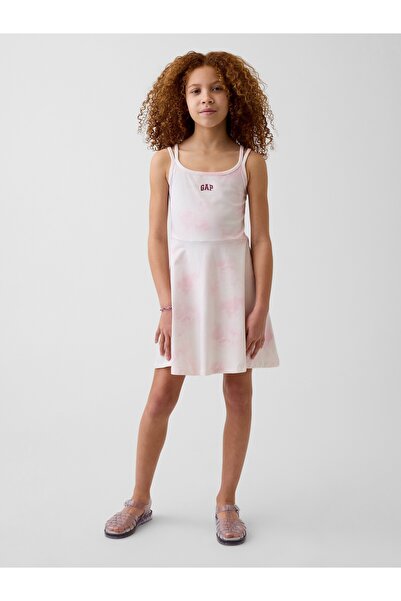 GAP Kız Çocuk Açık Pembe Logo Askılı Elbise