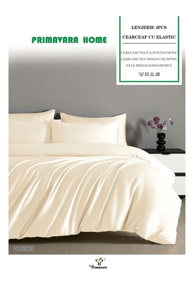 Primavara 4-Piece Soft Touch Satin Lingerie with Stretchy Bed Sheet