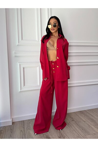 CC STORE ELARA BELLE long two-piece suit, shirt and wide-leg cupro trousers