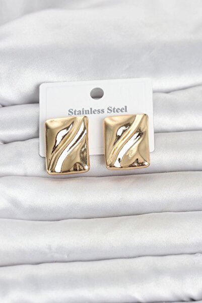 TakÇalıştır 316L Steel Gold Color Plate Model Women's Earrings