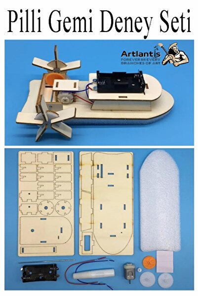 Artmaster Gemi Deney Seti 1 Paket Gemi Maketi Dc Motor Ahşap Gemi Tekne Pilli...