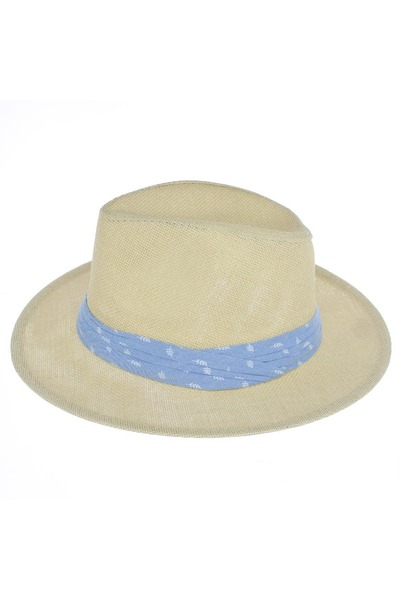 Anoul Sun hat, men, made of paper straw, Anoul, with blue textile band, 58 cm...