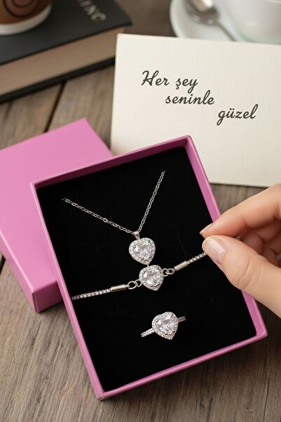 perry accessories kolye bileklik ve yüzük hediye seti kararmaz çelik kolye bi...