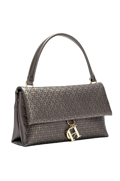 Carolina Herrera chch New Luxury Black Gold Handbag Embossed Shoulder Bag Com...