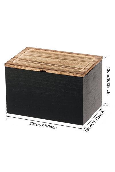 Choice Black Wood Tampon Holder Sanitary Napkin Storage Bin with Lid and 2 Re...
