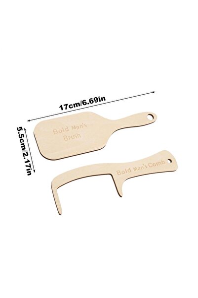 Choice Yellow 2PCS Prank Bald Wooden Hair Comb For Bald Men - Family Theme, N...