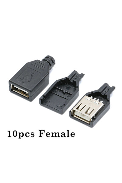 Choice3 10pcs Female 100-10pcs,Type A Male USB 4 Pin Plug Socket Connector Wi...