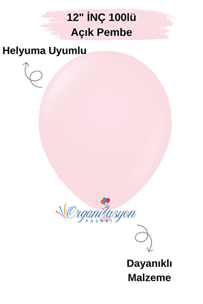 Organizasyon Pazarı Pack of 100 Balloons Light Pink 12 Inch Decoration Party ...