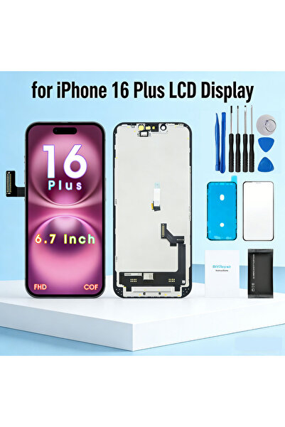 Choice شاشة عرض LCD تعمل باللمس مع محول رقمي لهاتف آيفون 16 بلس، متوافقة مع ت...