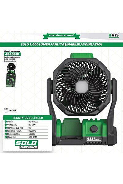 Hais HaisPro Akülü Solo Fanlı Led Projektör Rb-yi3000