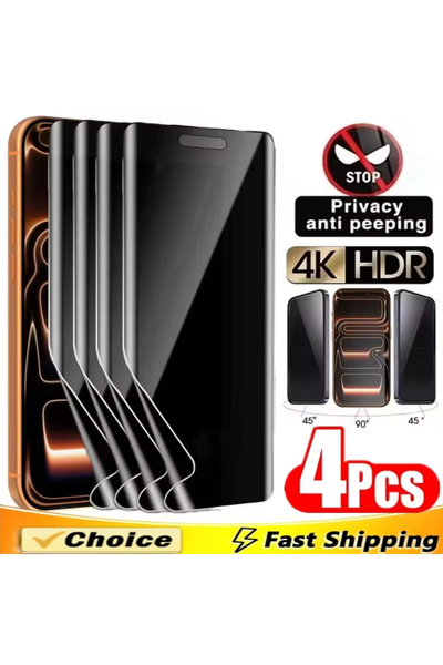 Choice3 فيلم هيدروجيل 4 قطع لآيفون 16، 4 قطع فيلم هيدروجيل ناعم مضاد للتجسس ل...