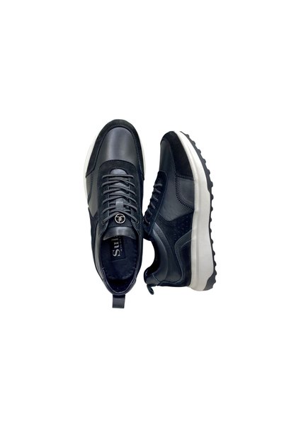 SULA Men's Leather Shoes with Rubber Laces, Black Leather Lining, Eva Sole, Casual Shoes