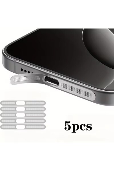 Choice1 5PCS Silver 5Pcs Metal Dustproof Net Sticker For iPhone 16 Pro 15 14 ...