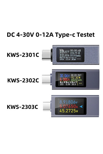 Choice1 جهاز اختبار KWS-2302C نوع-C لقياس التيار والجهد والسعة للهواتف، جهاز ...