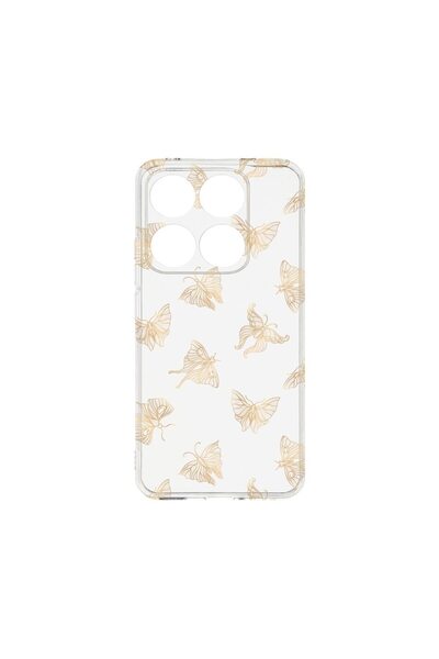 bestcase Θήκη για Xiaomi 14T, BestCase™ Διαφανής Σιλικόνη 2MM, Χρυσή Πεταλούδ...