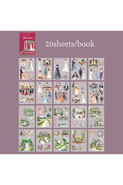 choice2 S29996-1 Mr. Paper 20 قطعة كتاب ملصقات أدبية كلاسيكية، دفتر يوميات قر...