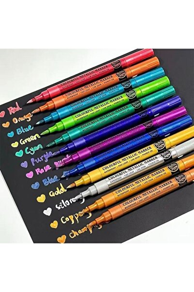 Choice 12pcs 12Pcs Metallic Marker Pens Set Soft Brush Tip No Bleed Vibrant C...