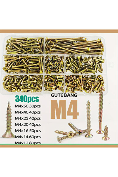 Choice 340pcs M4 340-Piece Wood Screw Combo Set, M4 Size, Countersunk Design,...