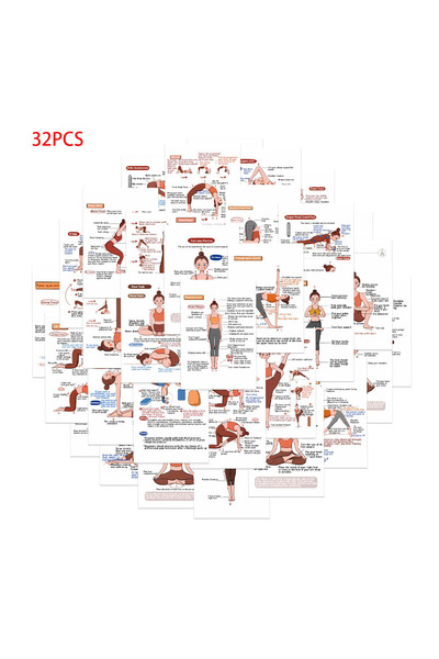 Choice style 1 32 Pieces/Set Yoga Pose Guide Cards – Basic Yoga Practice Card...