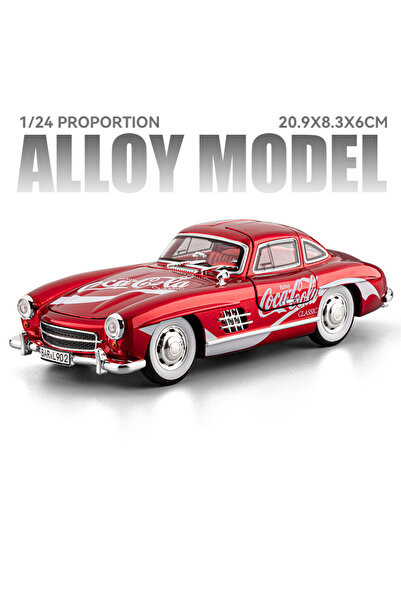 choice2 نموذج سيارة كلاسيكية 300SL حمراء بمقياس 1:24، هيكل من السبائك مع أبوا...