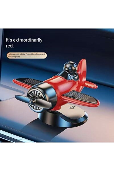 Choice1 red 1pc Solar Powered Rotating Airplane Car Dashboard Ornament 360° A...