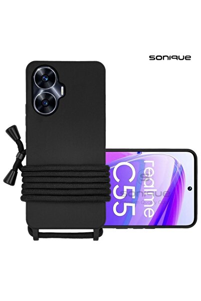 Sonique Θήκη Σιλικόνης με Κορδόνι CarryHang Realme C55 Μαύρο