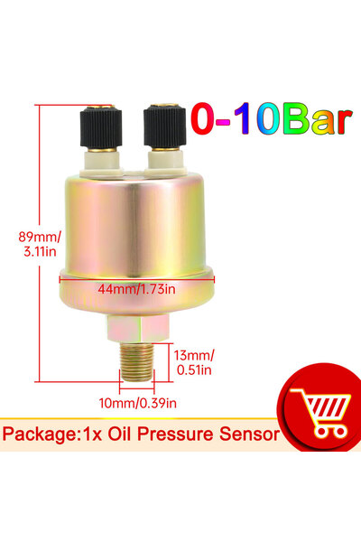 Choice1 0-10Bar 1/8NPT Engine Oil Pressure Sensor Gauge 10mm 0-5BAR 0-10BAR S...