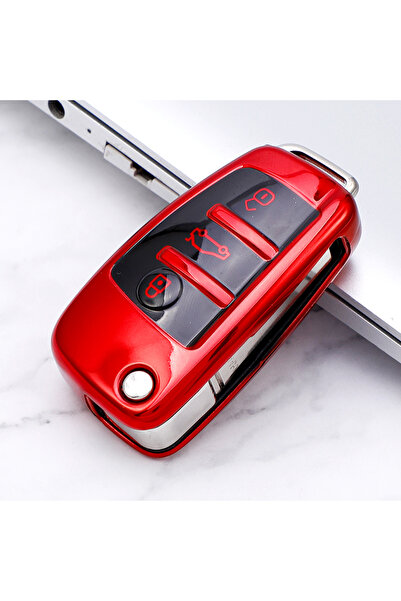 choice2 Red Soft TPU Car Key Case Cover Holder for Audi A1 A3 A6 A6L Q2 Q3 Q7...