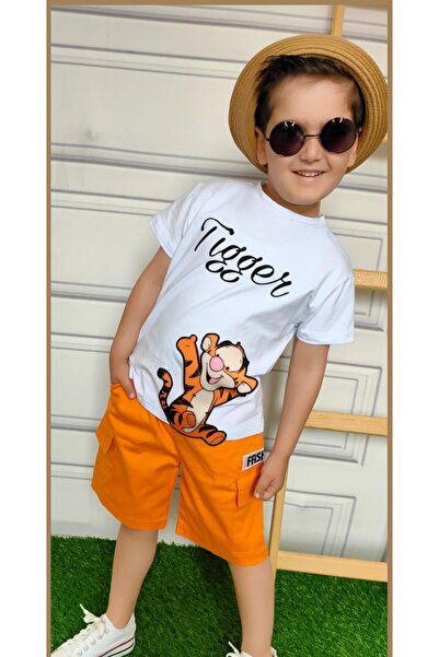 BERFONZO KIDS Pantaloni scurți din gabardină pentru băieți, top din jerseu si...