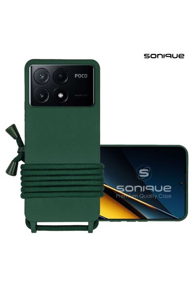 Sonique Θήκη Σιλικόνης με Κορδόνι CarryHang Xiaomi Poco X6 Pro 5G Πράσινο Σκούρο
