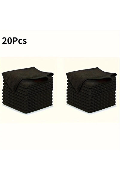 Choice7 20pcs 25X25cm Black Thicken Microfiber Cleaning Cloths Lint Free Micr...