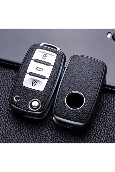 Choice Silver Leather TPU Car Key Case Car Key Full Cover Protection Bag for ...
