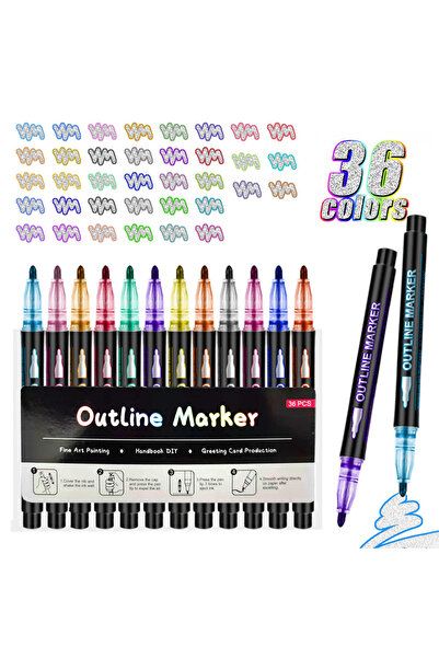 Choice1 36 8-48 Colors Double Line Outline Marker Shimmer Outline Marker Pen ...