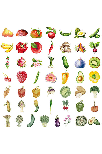 Choice 50PCS 50PCS New Watercolor Fruits & Vegetables Graffiti Stickers - Wat...