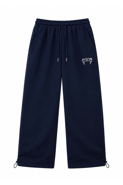 zaee Tiger Fang Embroidered Adjustable Leg Baggy Sweatpants