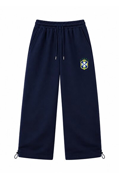 zaee Pantaloni de trening largi, cu picior ajustabil și broderie braziliană