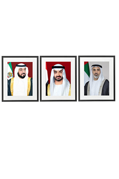 Boomah Accessories لوحة رسمية من 3 قطع لشيخ خليفة مع شيخ محمد بن زايد وشيخ خل...