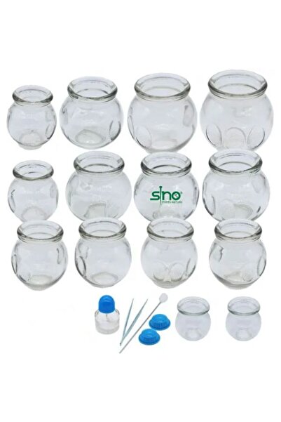 SINO FORTA NATURII Set 16 ventuze,14 din sticla+2 din silicon, terapeutice, m...