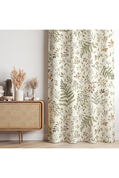 Hanna Home Lüks Krem 85 Floral Desenli Kadife Görünümlü Salon Fon Perde | Lük...