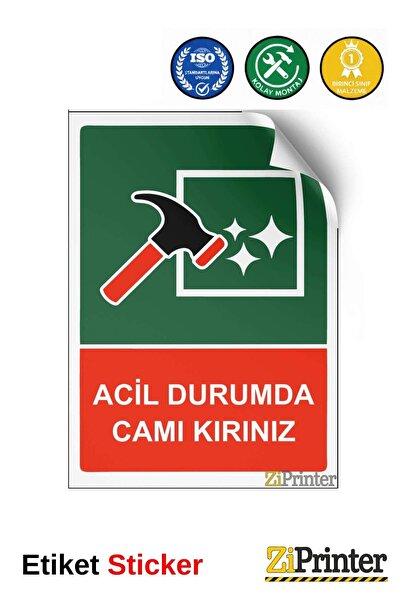 ZiPrinter اصطحبي الزجاج وارتكبي على لوحة التحذير التي تحمل علامة "حال طوارئ" ...