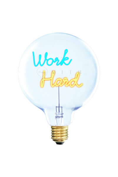 MITB WORK HARD LED Glass Bulb Blue Amber Decorative Light 70×110mm